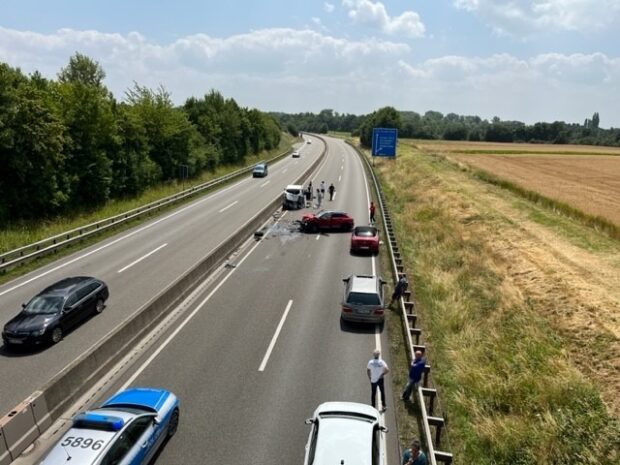 schwerer Auffahrunfall auf der A 65 bei Kandel Rtg. Karlsruhe